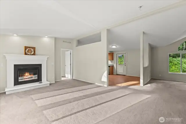 Feel the instant ambience from your fireplace as you walk in the door!