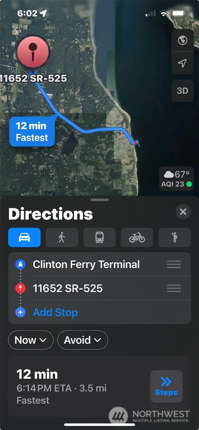 12 minute commute to the Clinton Ferry