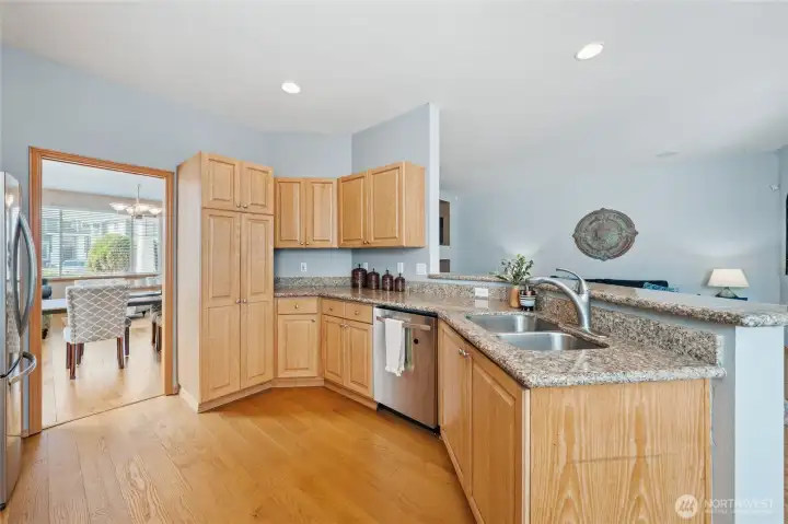 Full-size pantry adds to abundance of storage.  Notice the recessed ceiling lighting.