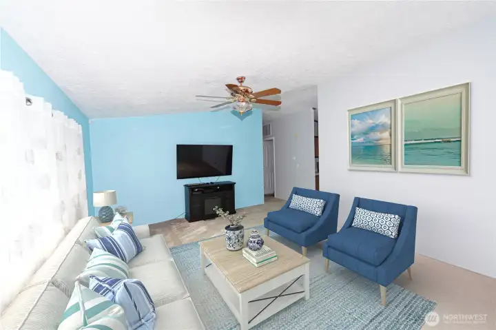 Virtual staged living room