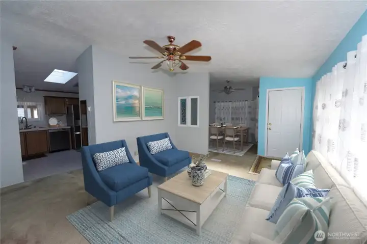 Virtual staged living room