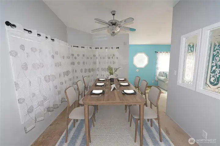 Virtual staged dining room