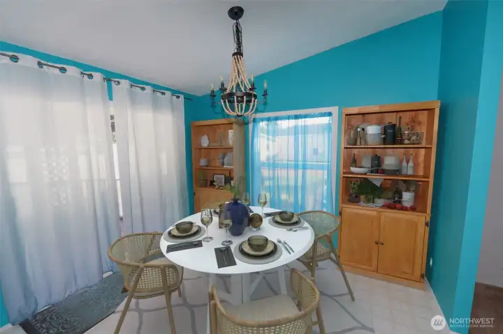 Virtual staged breakfast nook photo