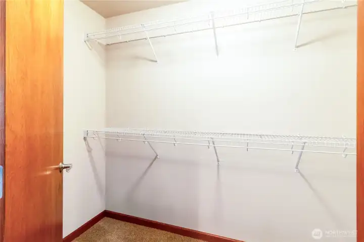 Large walk-in closet provides plenty of hanging space and storage for the primary suite.