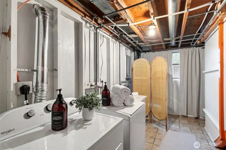 Laundry & half bath. Washer and dryer convey.