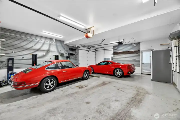A collector's dream: the 2nd garage features slatwall storage, electric car charger and professional-grade space.