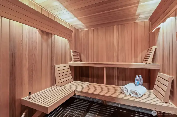 Beautifully designed and very usable lower level Sauna