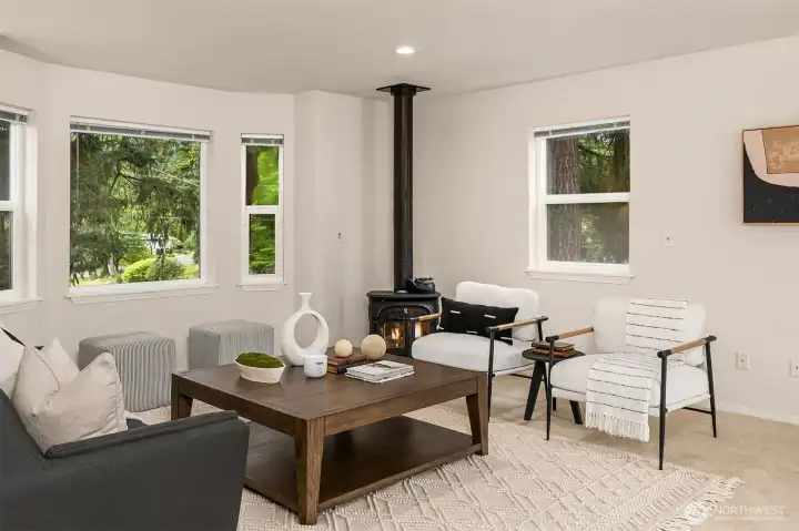 Well appointed living spaces with gas fireplace.