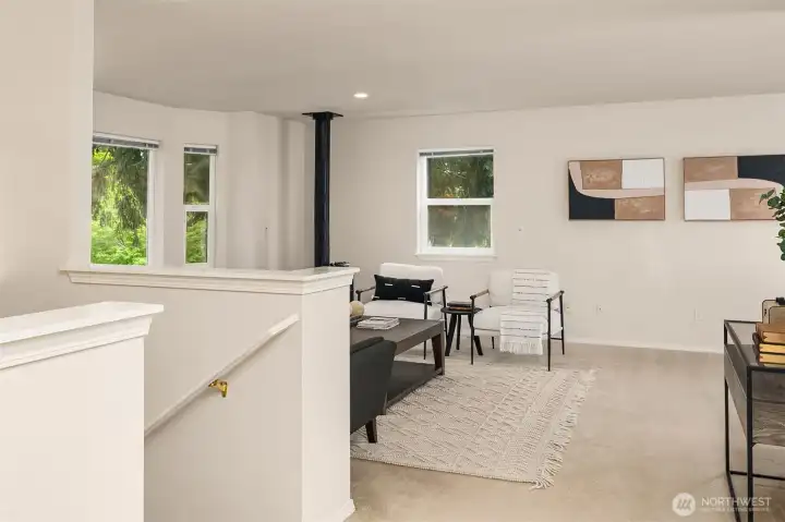 Welcoming interiors feel both open and intimate.