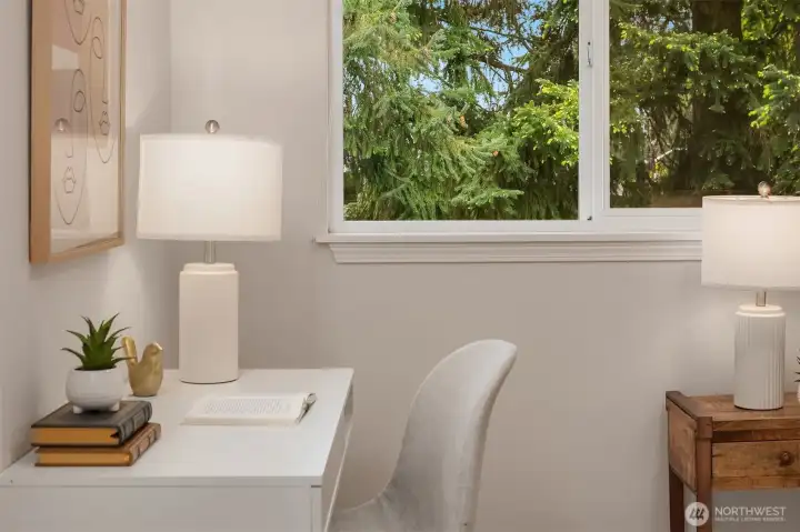 Lovely bedroom with homework desk.