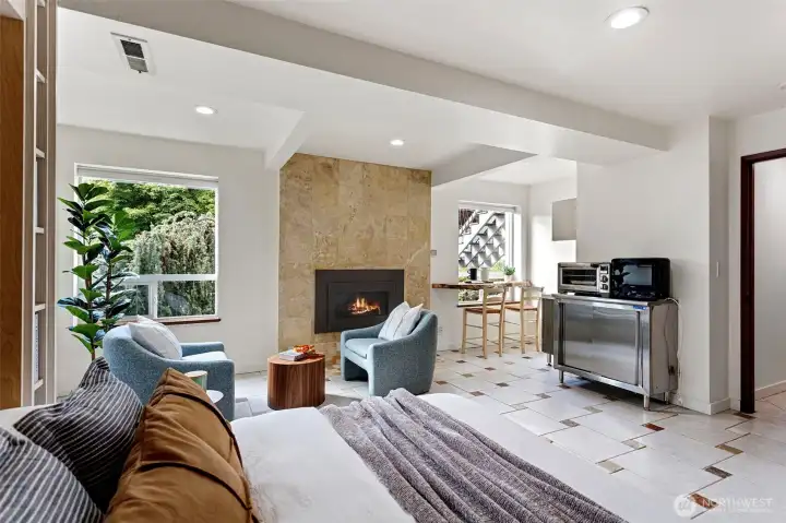 A private studio ADU w/ separate entrance. Ideal for in laws or rental opportunity