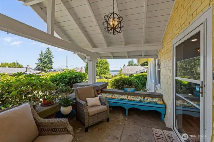 Start your mornings here with coffee, fresh air, and peekaboo views of Commencement Bay. Start your mornings here with coffee, fresh air, and peekaboo views of Commencement Bay.