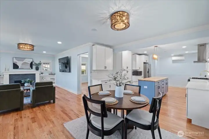 An open flow creates effortless connection between living, dining, and kitchen spaces, making entertaining feel natural. An open flow creates effortless connection between living, dining, and kitchen spaces, making entertaining feel natural.