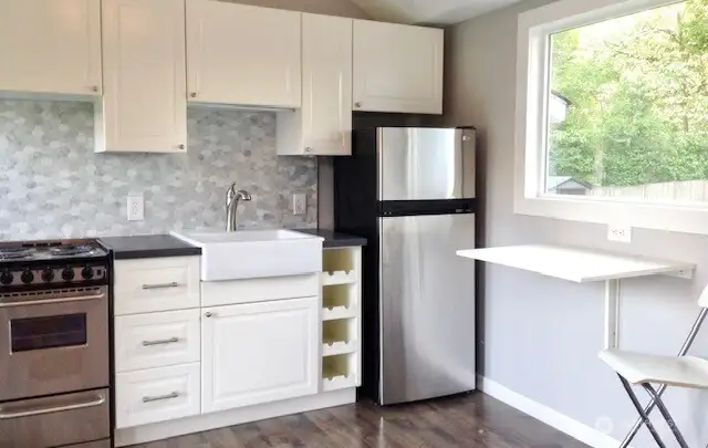This is a close up of the remodeled tiny house kitchens.