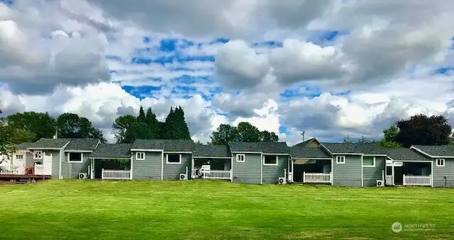 This is a view of the back of the tiny homes from the river.