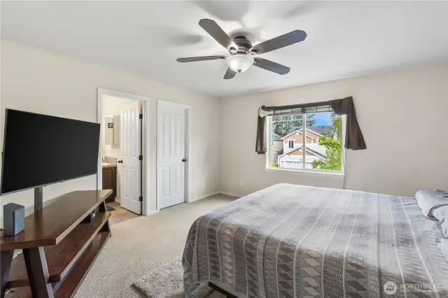 Large Primary with walk in closet and ensuite bath