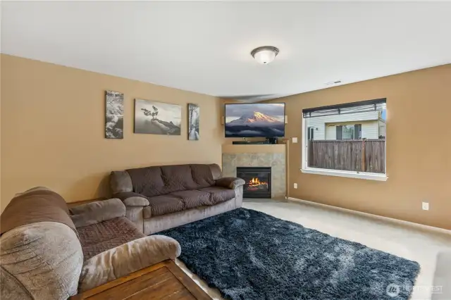 Cozy gas fireplace