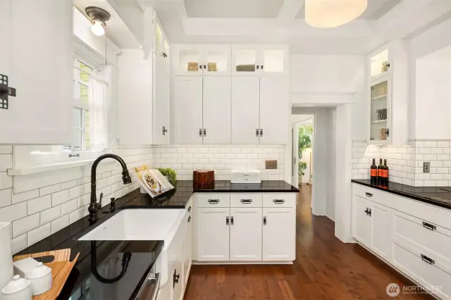 Another view of the remarkable kitchen that is new but still feels like it fits well with all the period charm.