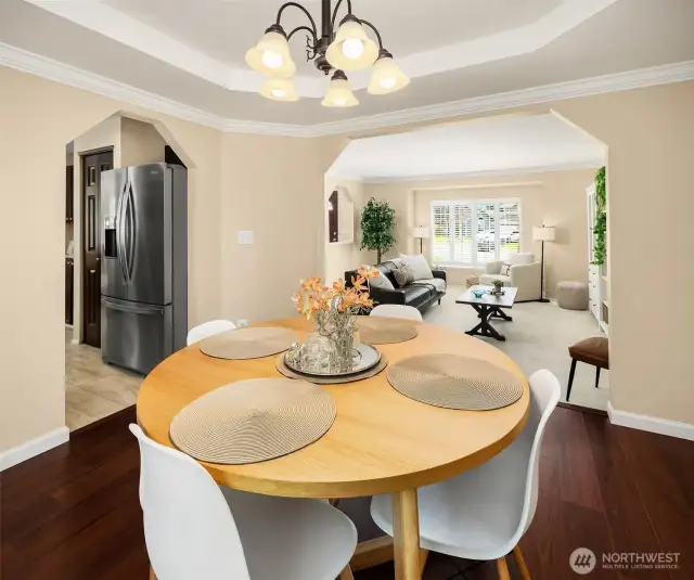 Kitchen to the left, Family room to the right