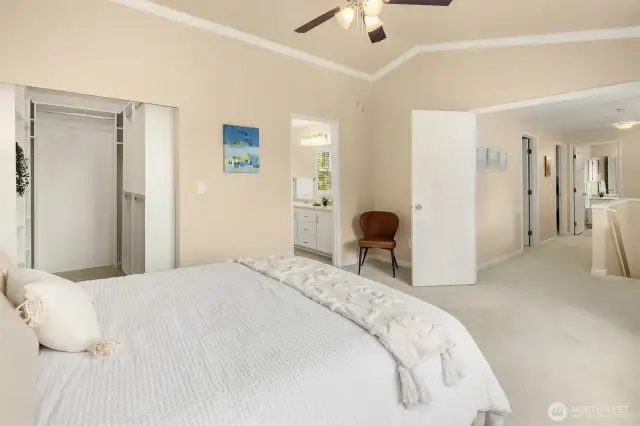 Primary -Walk in Closet, Primary bath and then thru the double doors you see 2 of the 3 other bedrooms and the other bathroom.