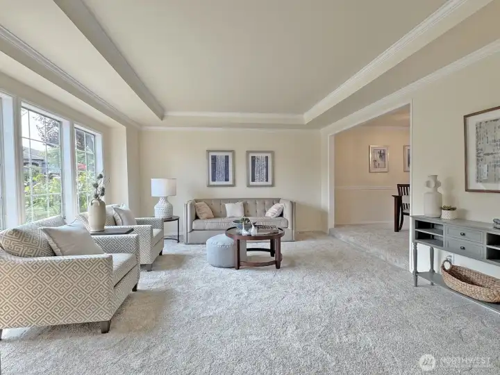 Very spacious formal living room is set off the left as you enter the home.