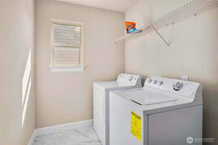 Convenient upstairs laundry room