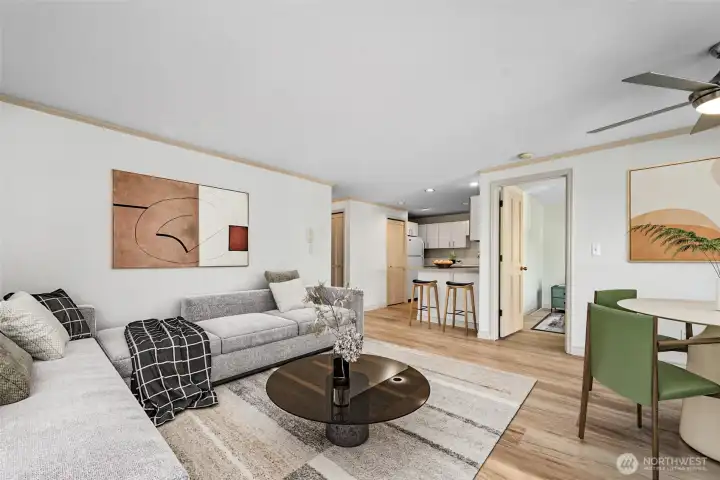New Flooring reflects the natural Light throughout the living spaces.