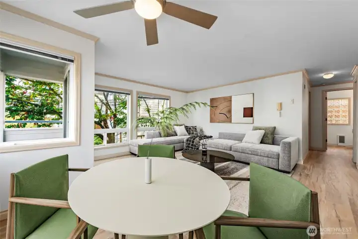 Dining Space has brand-new Ceiling Fan with Remote.