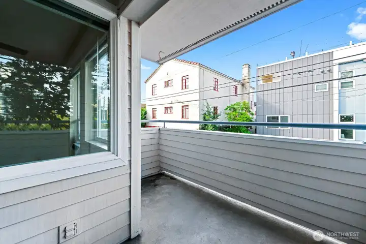 Large covered Deck off the Living Room with West Exposure.