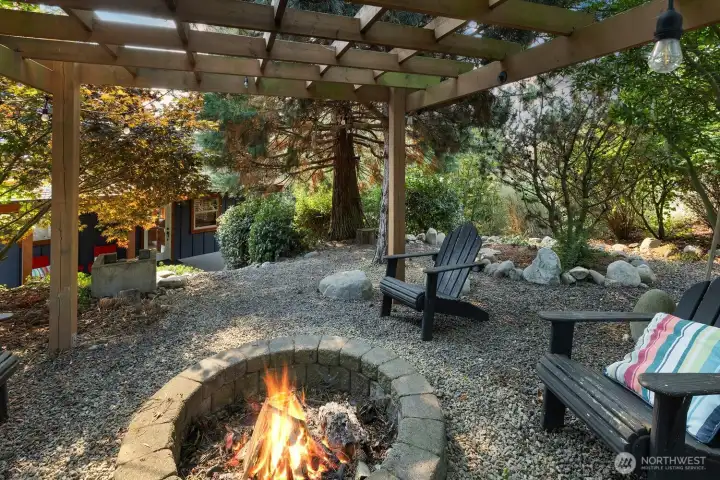 Your own private campfire.  Perfect for entertaining during the cooler months under the string lights.