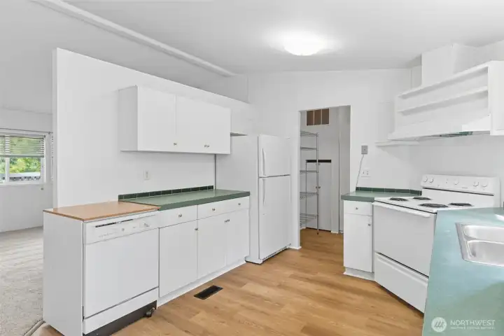 Door leads to utility area