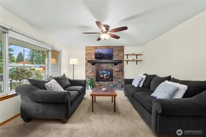 Cozy double-sided gas fireplace