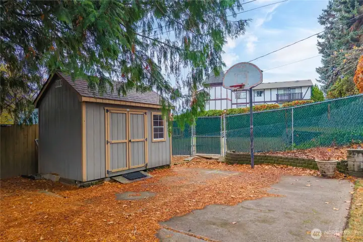 Garden shed & sports court