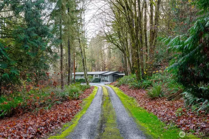 Beautiful approach into the woods and this peaceful setting on 4.52 acres, offering magical walks