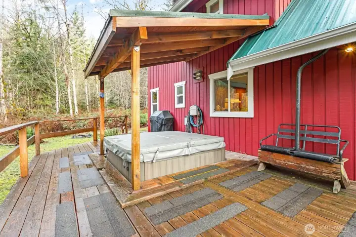 Relax in the hot tub the chairlift is excluded