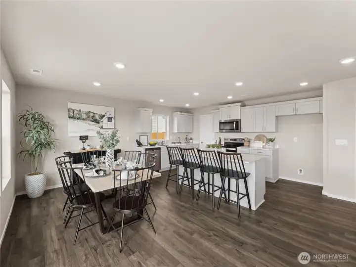 Vinyl flooring throughout the downstairs.