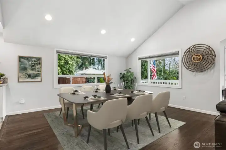 Large open dining room. (this photo has been virtually staged).
