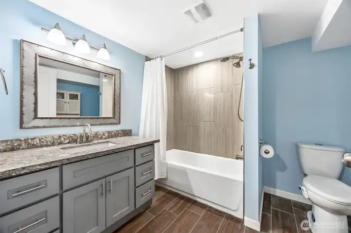 Full bathroom in basement.
