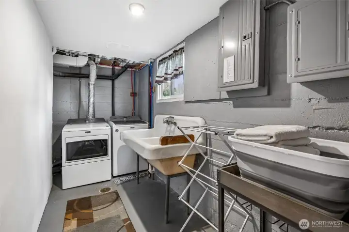 Basement ADU laundry room.