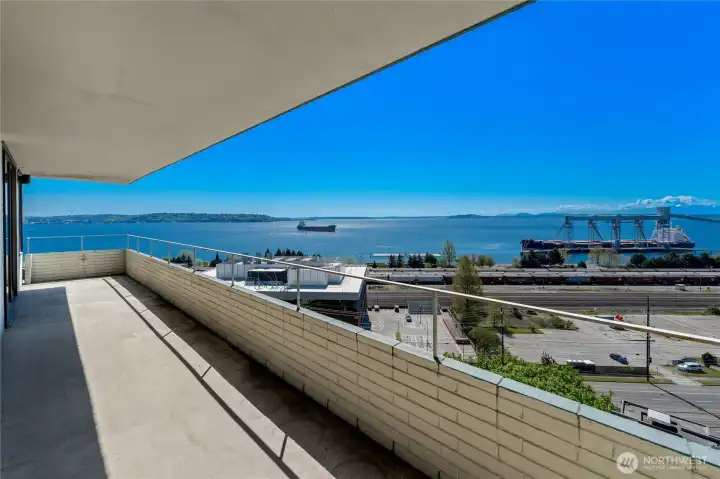 Your own private deck with views of the Olympics