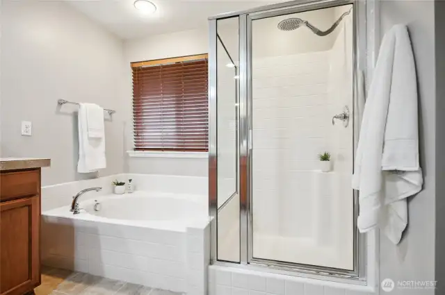 The primary bath includes a separate shower.