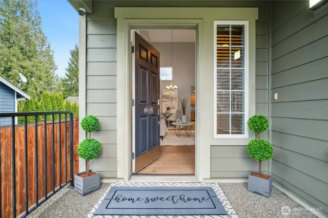 A covered entry welcomes you inside.