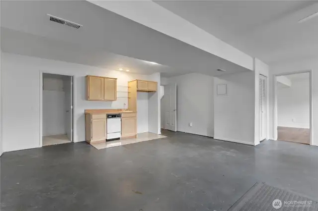 Lower level area with MIL wet bar