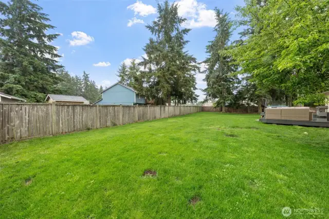 Backyard, Far point where the two fences meet is a double gate for RV/Boat entrance parking