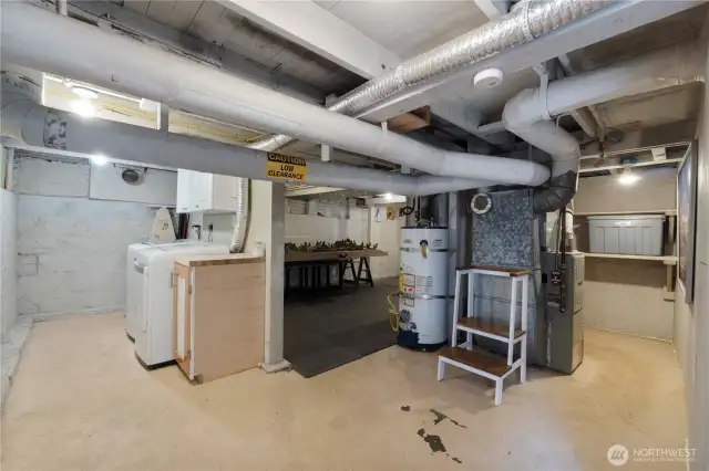Basement with W/D hookups, extra storage space