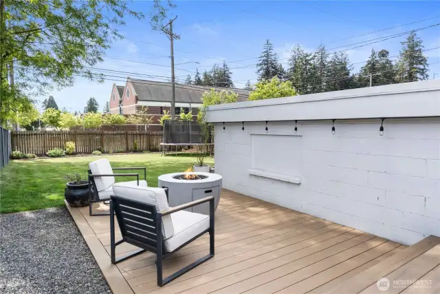 Back patio and huge backyard