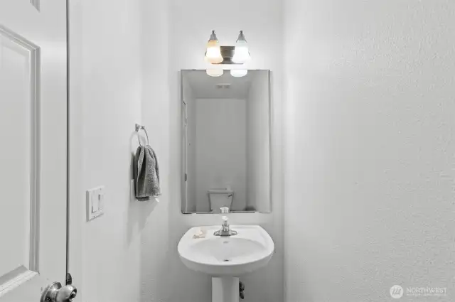 This home has a half bath on the main floor, which is convenient for guests.