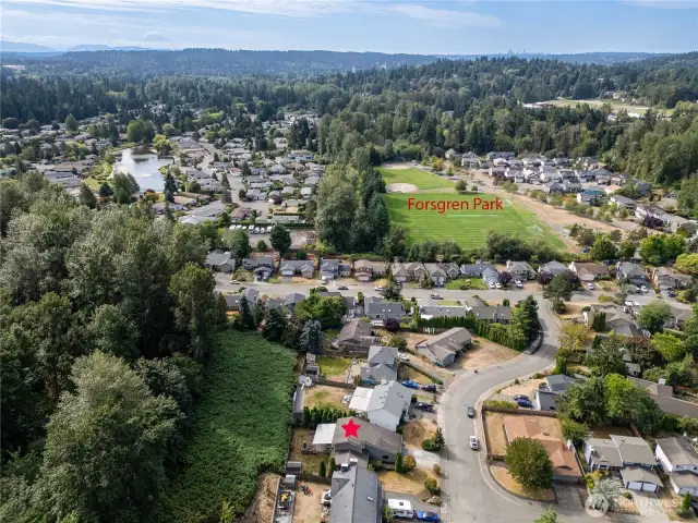 1 block to trail, playground, soccer field, and park