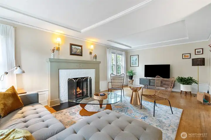 Wood burning fireplace