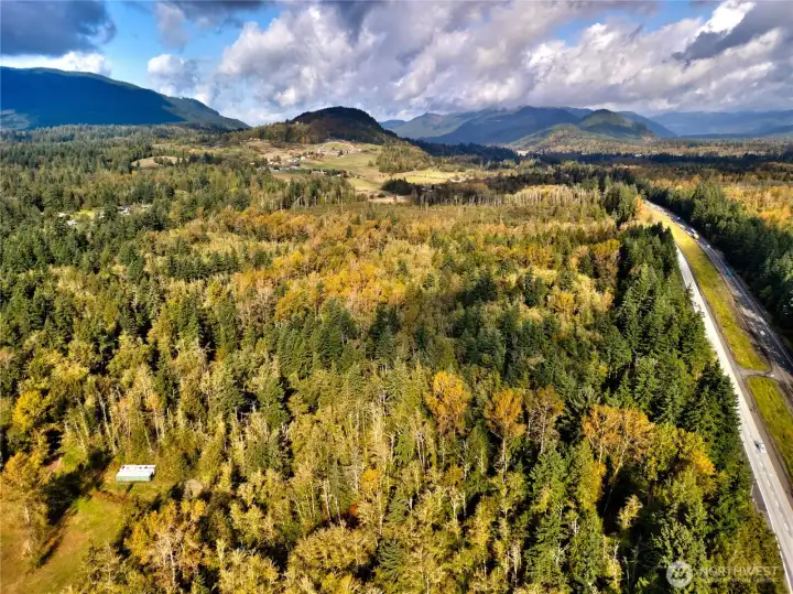 Ariel view of 38.68 acres and road